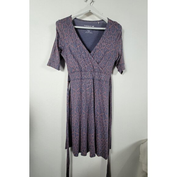 Toad&Co Dresses & Skirts - Toad&Co Cue Wrap Cafe Dress Small Elbow Sleeve Organic Cotton Stretch Tie-Waist